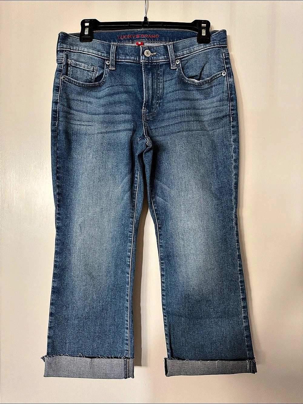 Lucky Brand Mid-Rise Sweet Crop Cuffed Jeans Blue Waist 29 Size 8